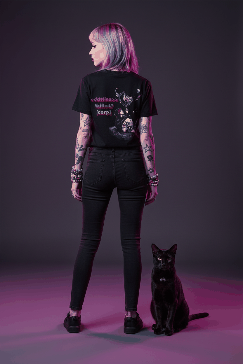 Valentines Vendetta Neon Nights crew tee with neon chest emblem and relaxed fit