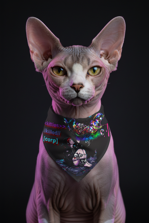 Sphynx Cat with Kitties Killed Corp Bandana